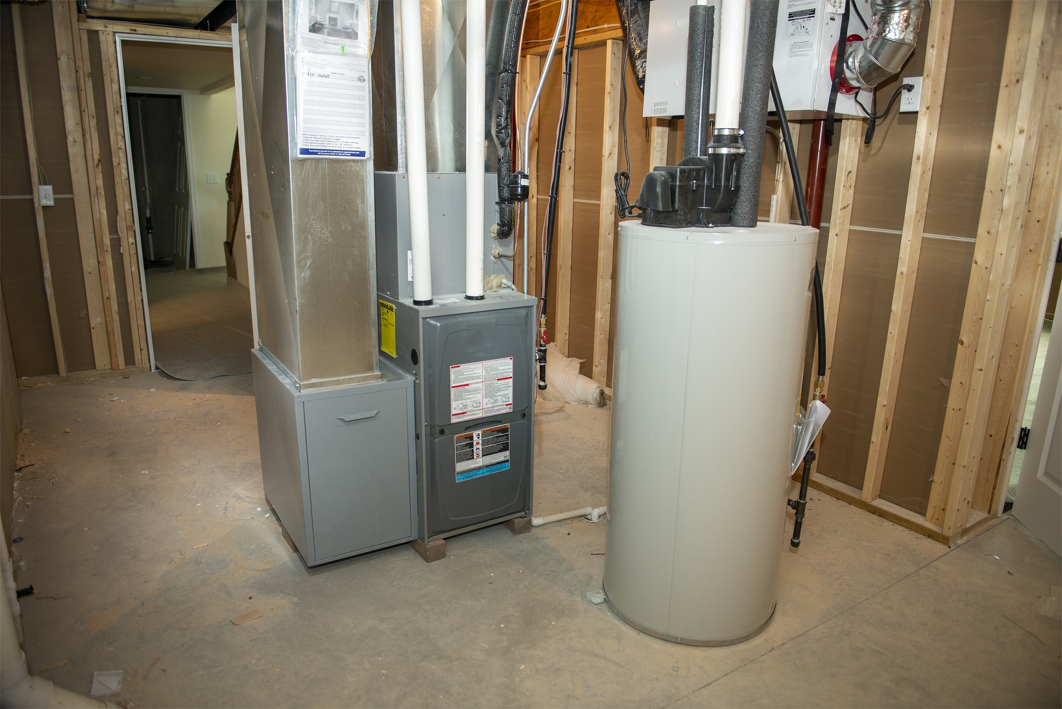 Basement furnace and water heater installation