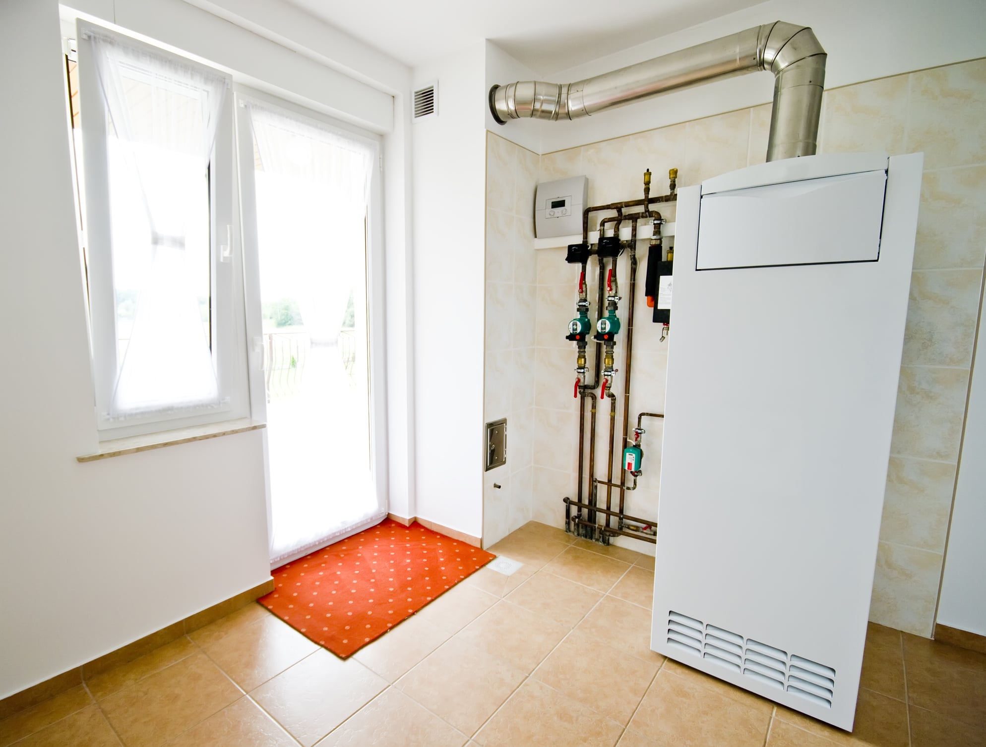 Modern residential water heating system installed indoors.